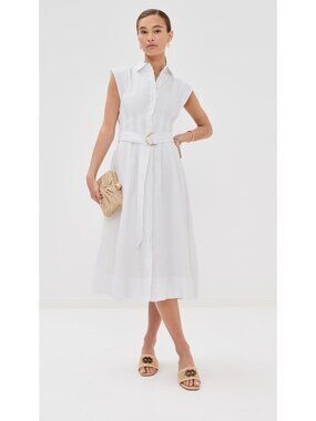 Veronica Beard Lorita Embroidery Sleeveless Callahan Dress in White 12 New Women